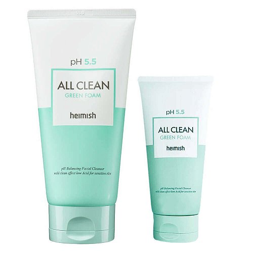 Слабокислотный гель для умывания для чувствительной кожи Heimish pH 5.5 All Clean Green Foam
