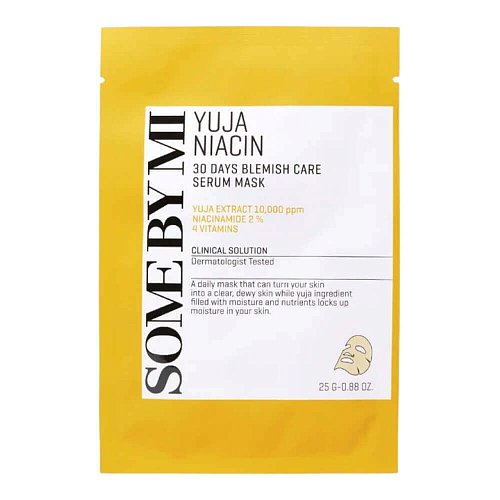 Осветляющая маска с ниацинамидом и юдзу Some By Mi Yuja Niacin 30days Blemish Care Serum Mask