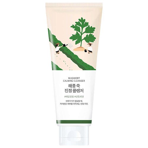 Успокаивающая пенка для умывания с полынью Round Lab Mugwort Calming Cleanser 