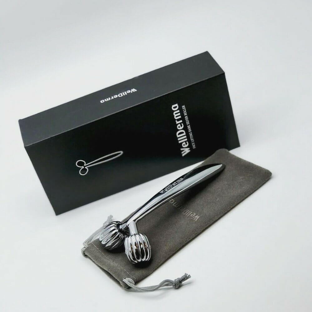 Роликовый массажёр для лица WellDerma Face Lifting Dark Silver Roller
