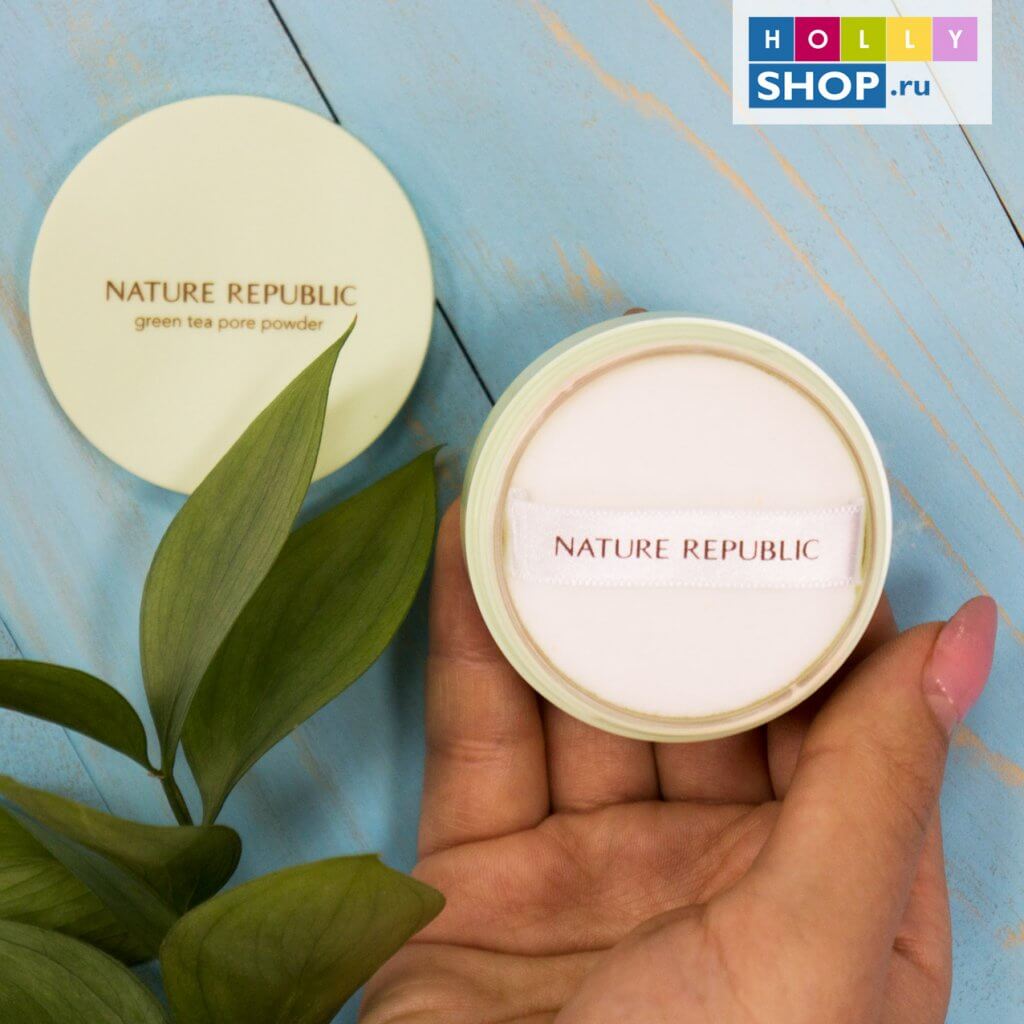 Рассыпчатая пудра с экстрактом зелёного чая Nature Republic Botanical Green Tea Pore Powder
